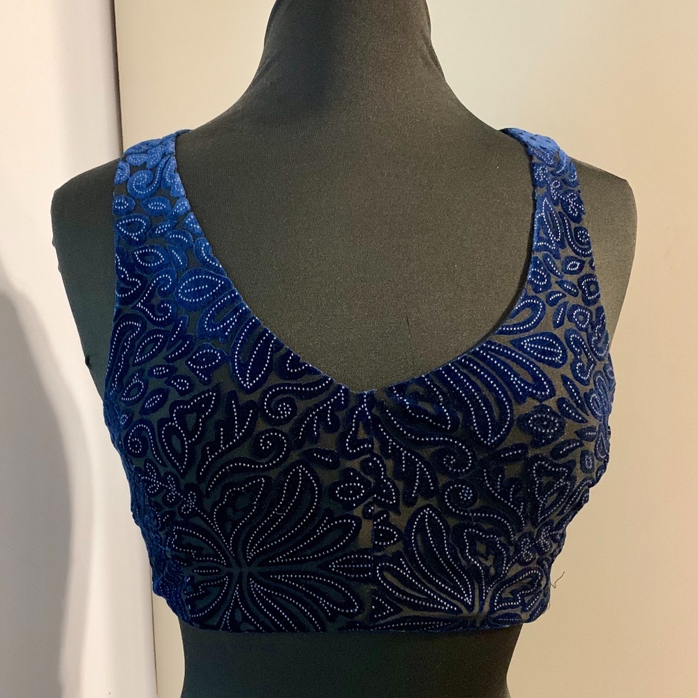 Millau - Velvet Navy Blue Crop Top
